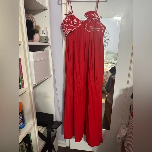 FARM Rio Coral Red Koi Fish Top Maxi Dress - Picture 4 of 8